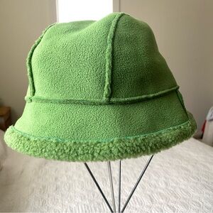 Lands' End Green Faux Shearling Sherpa Fleece Bucket Hat Size L
